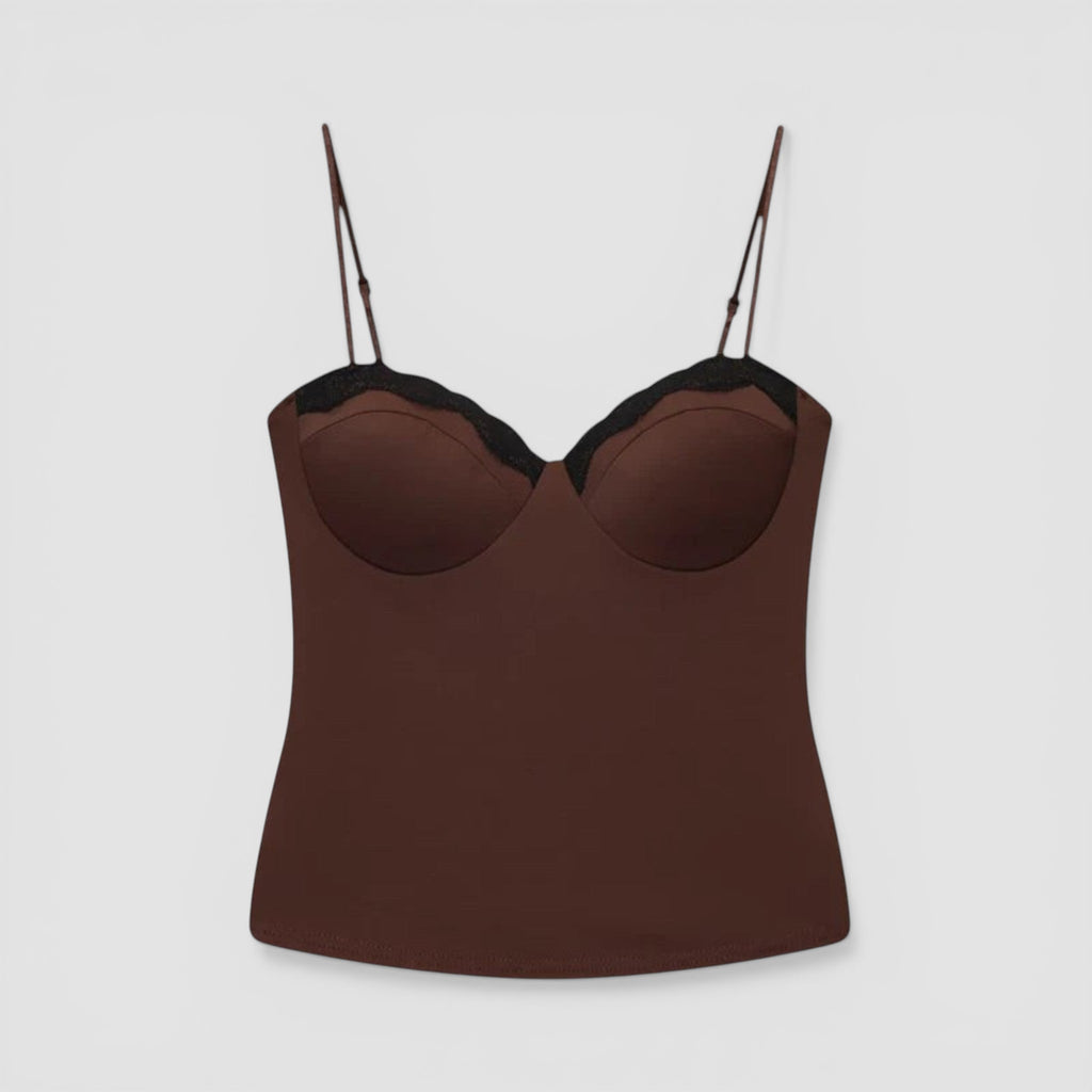 Bustier corset marron dentelle