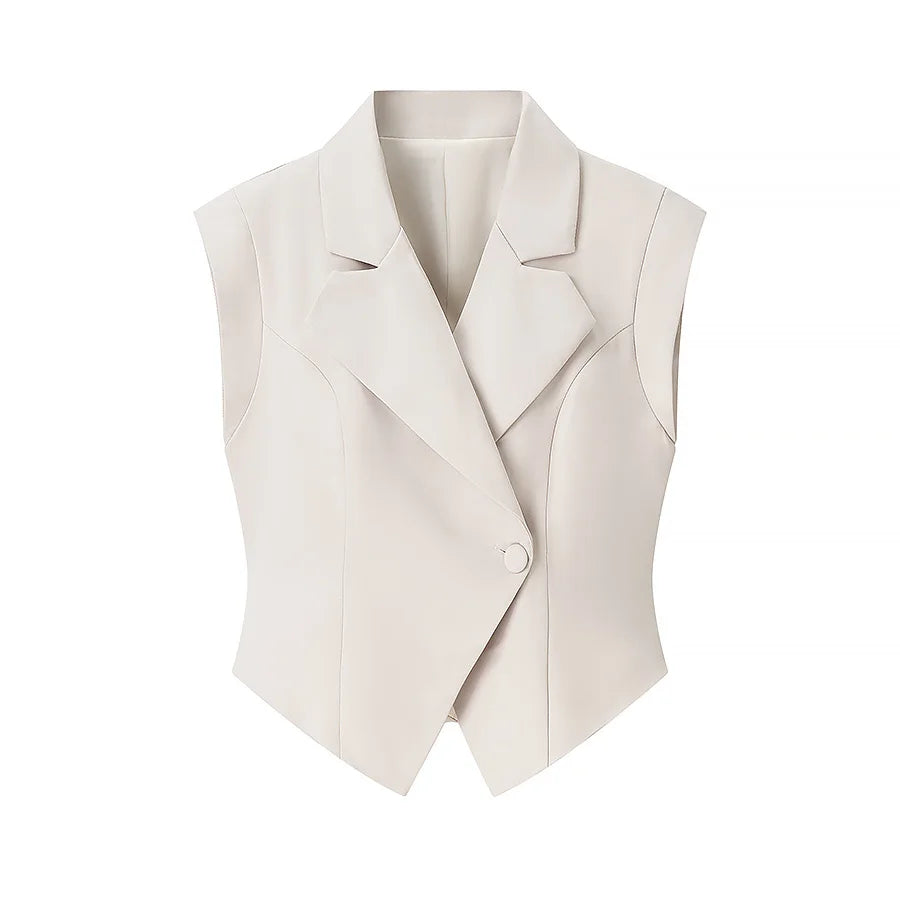 Ensemble gilet beige luxe et pantalon large
