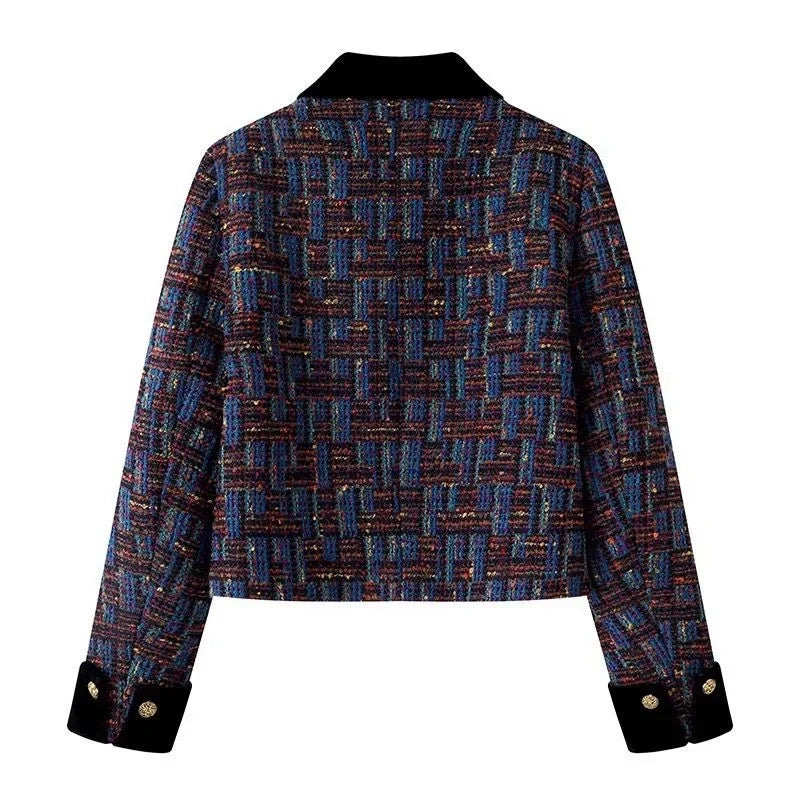 Veste courte tweed contrasté esprit couture