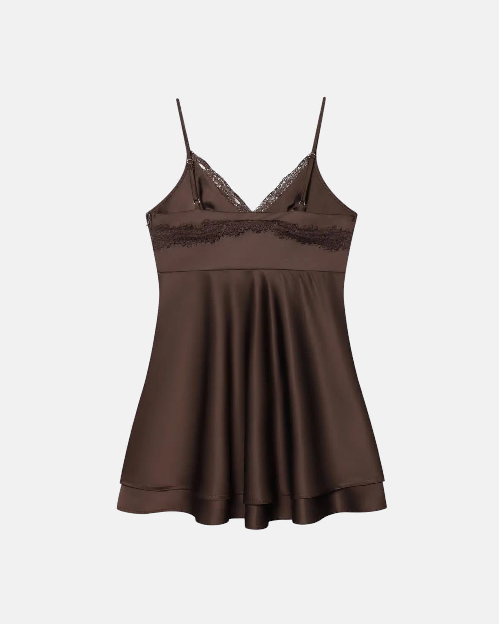 Robe courte satinée à dentelle