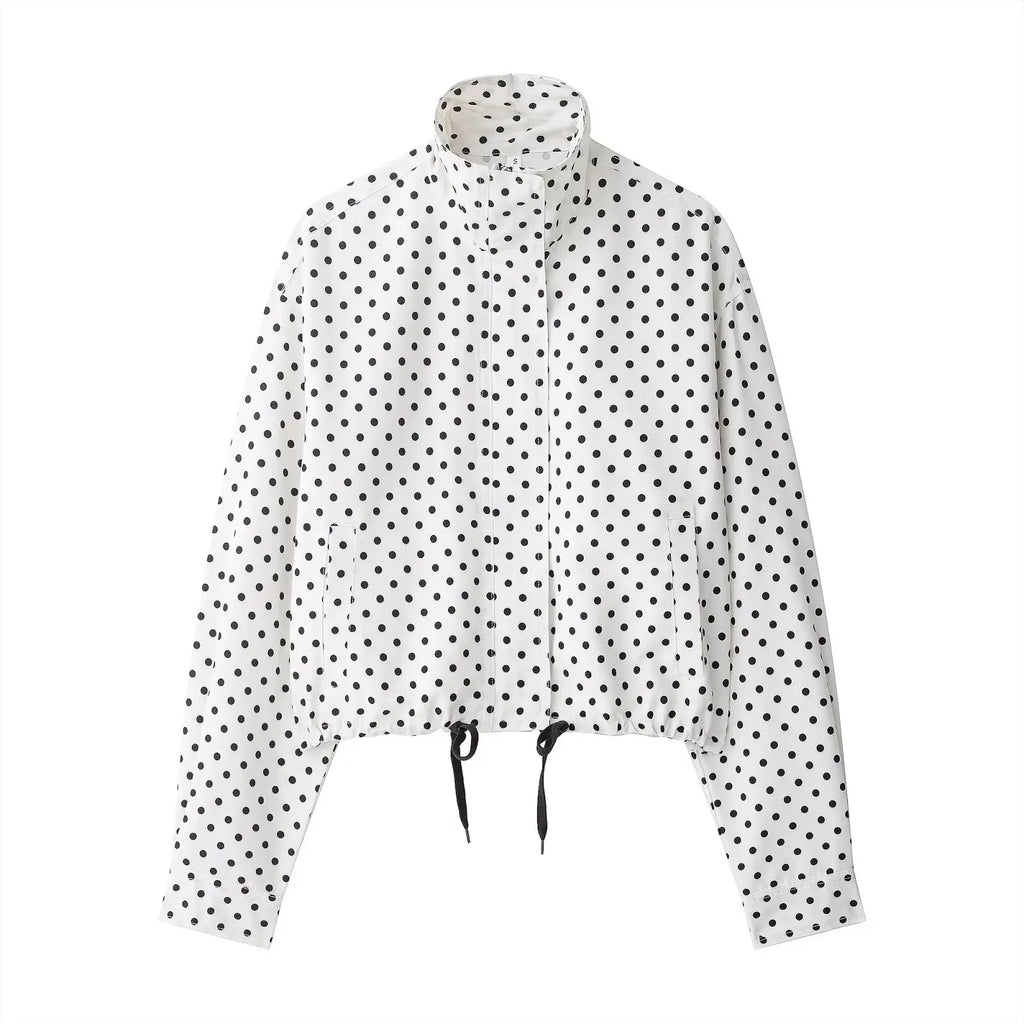 Veste courte à pois col montant