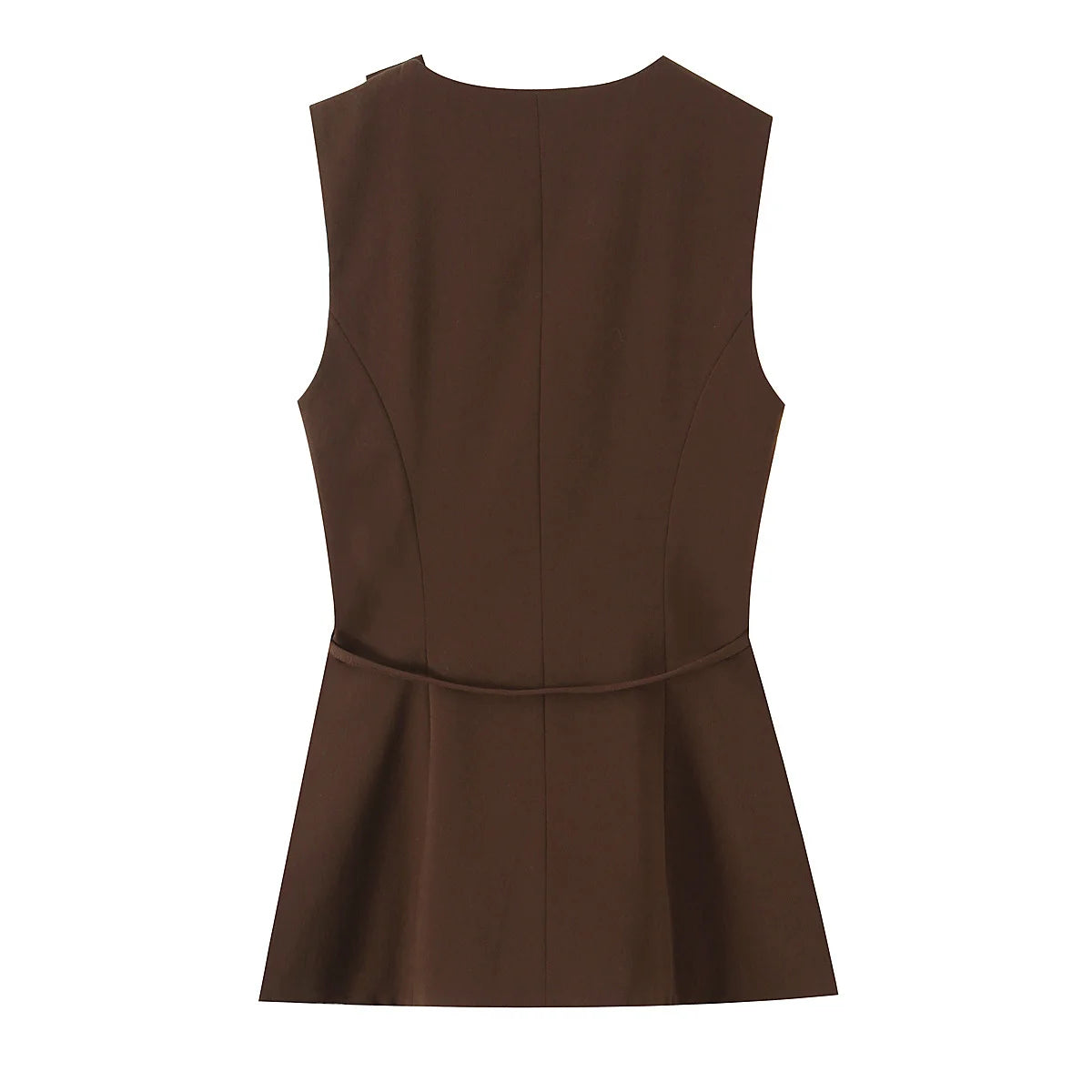 Gilet sans manches ceinturé chocolat
