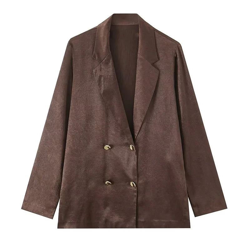 Ensemble tailleur brun silhouette fluide