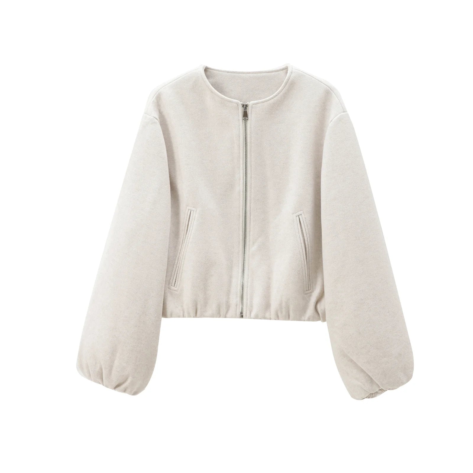 Veste bomber courte minimaliste à zip structuré