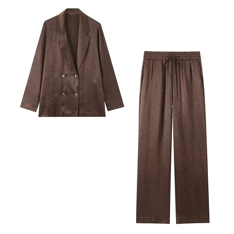 Ensemble tailleur brun silhouette fluide