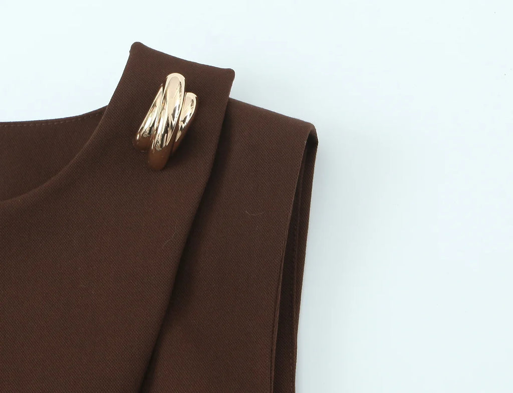 Gilet sans manches ceinturé chocolat