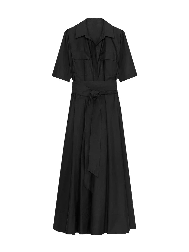 Robe longue à col tailleur