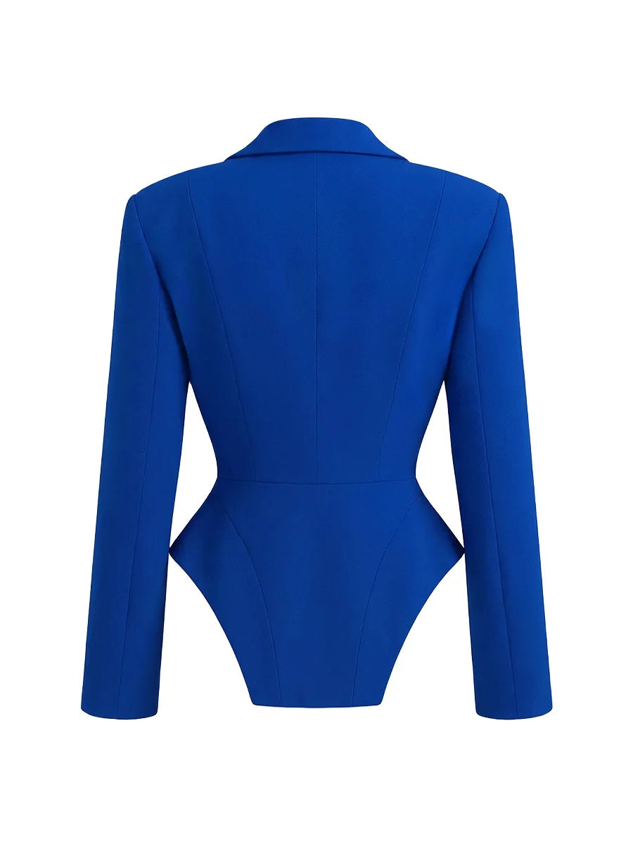 Ensemble blazer bleu luxe et pantalon large