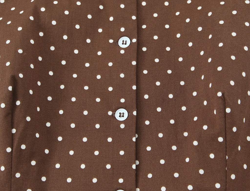Chemise à pois chocolat boutonnée