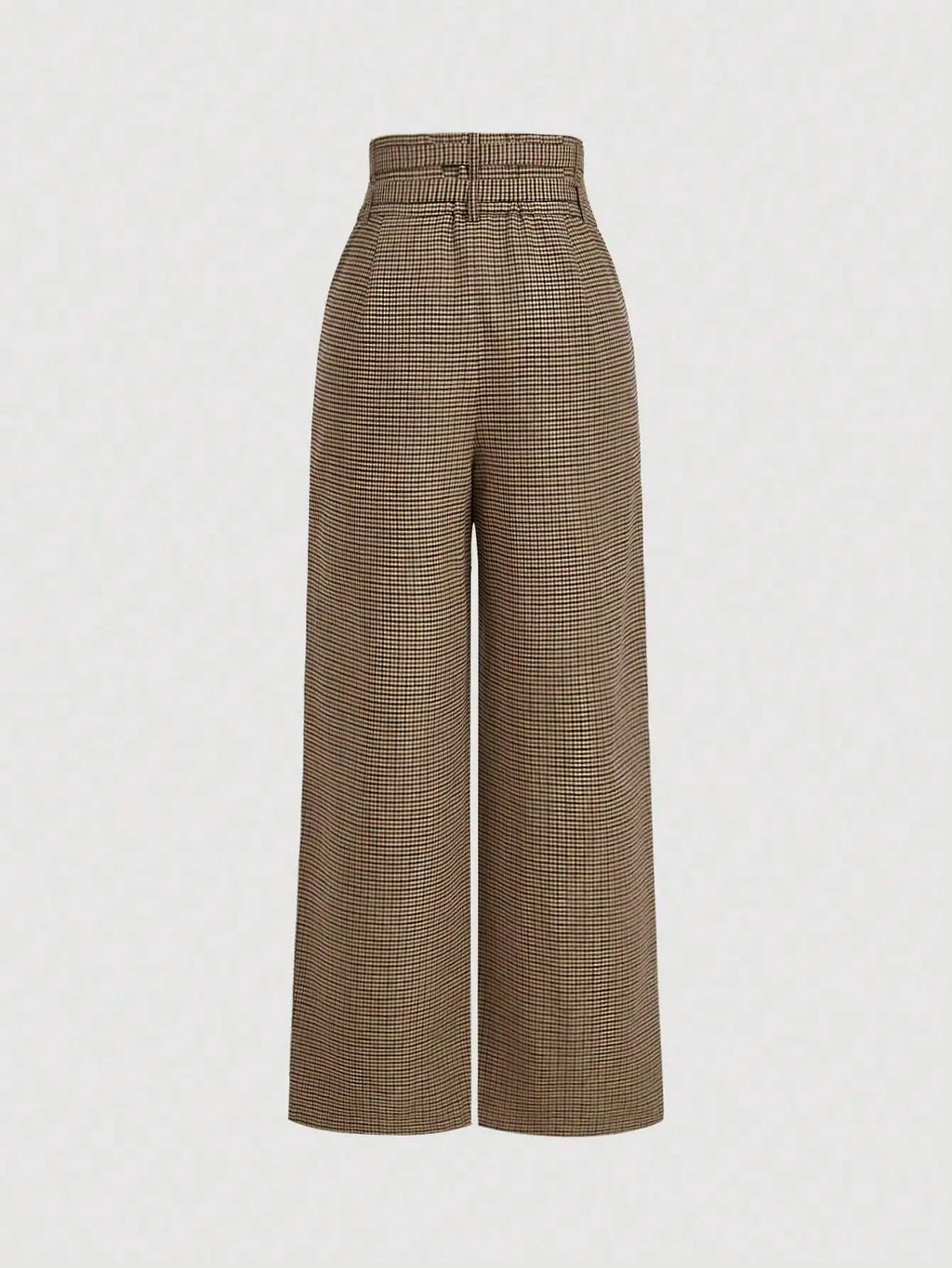 Pantalon large taille haute à carreaux élégants