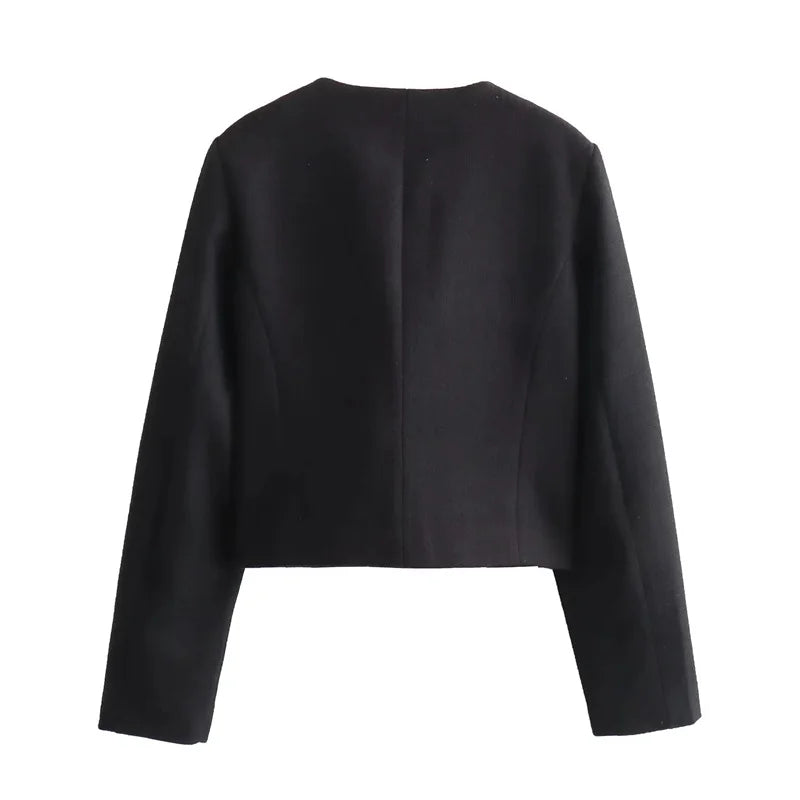 Veste courte structurée à boutons dorés