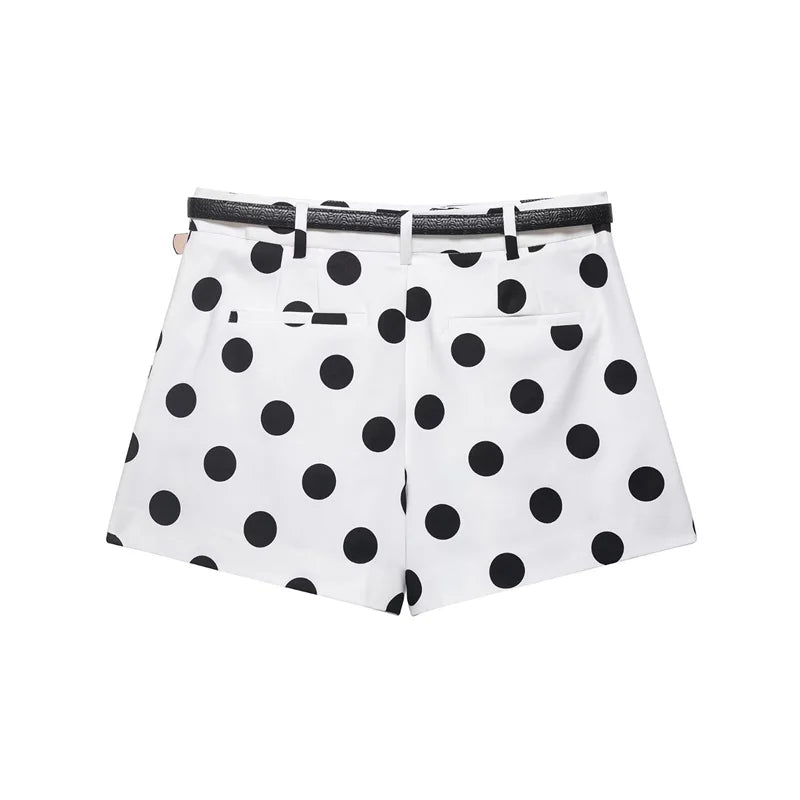 Short plissé ivoire à ceinture
