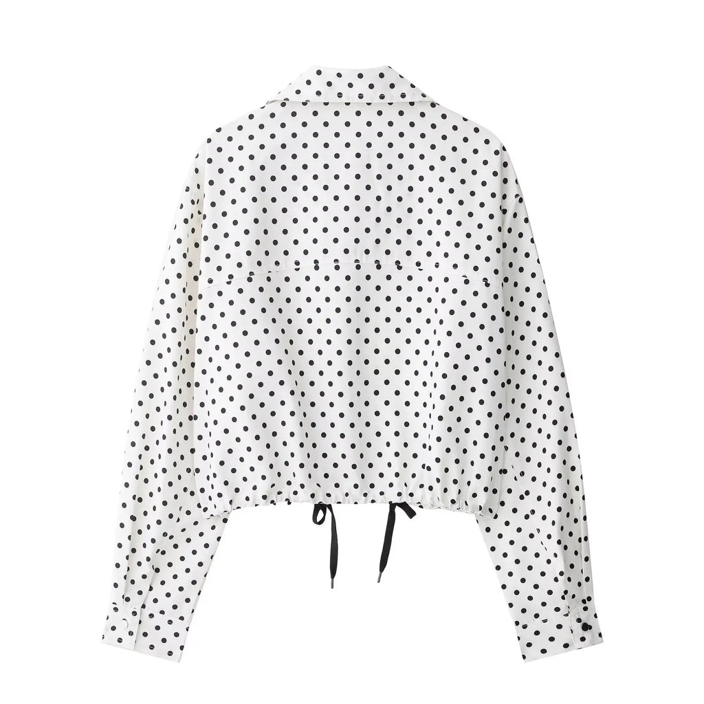 Veste courte à pois col montant