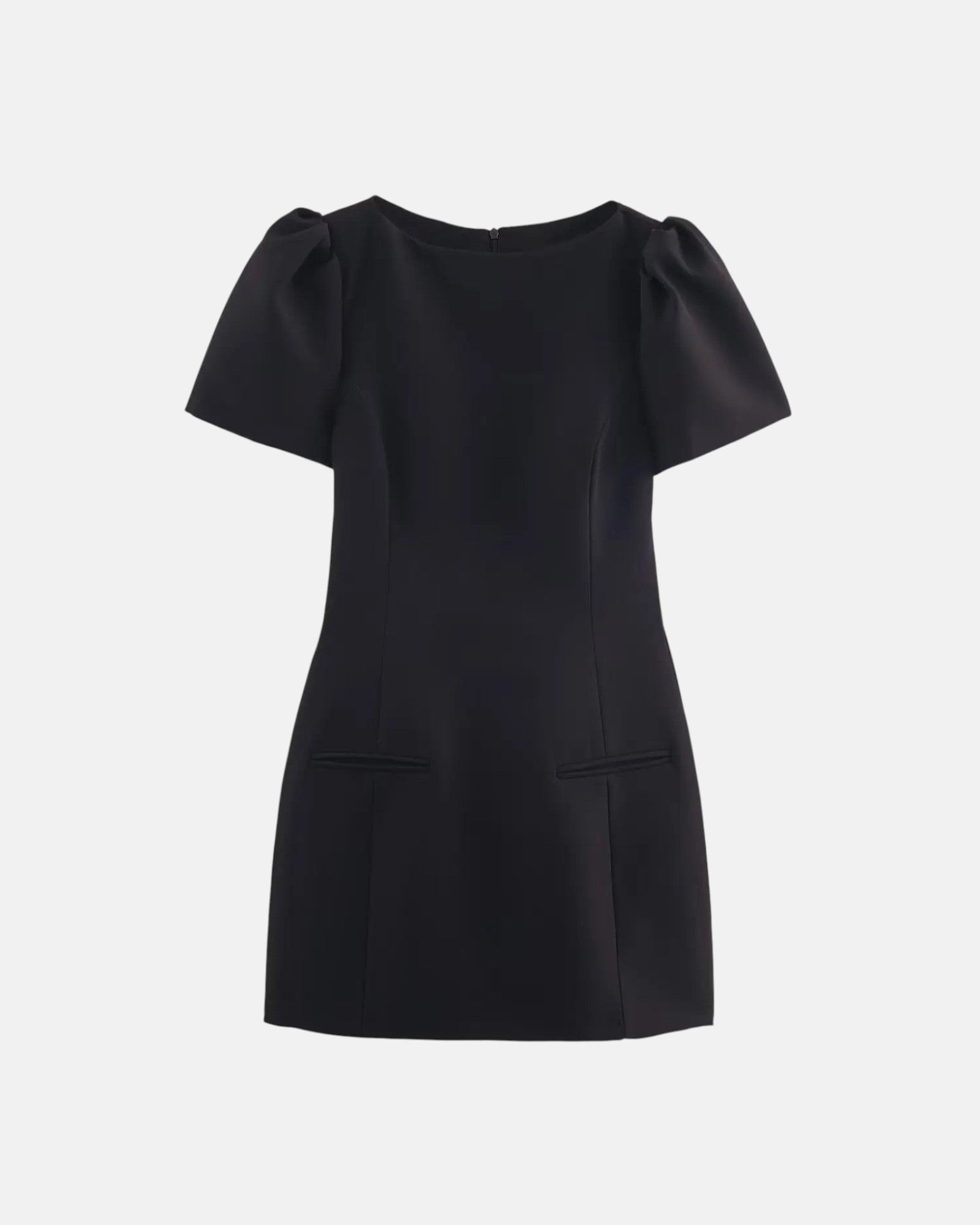 Robe courte plissée à manches bouffantes