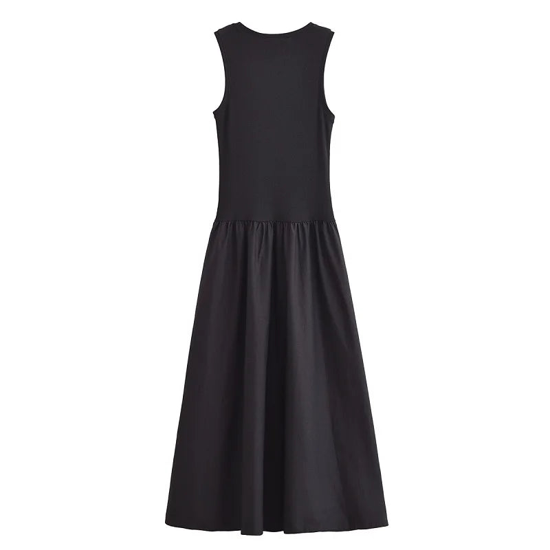 Robe longue sans manches plissée élégante