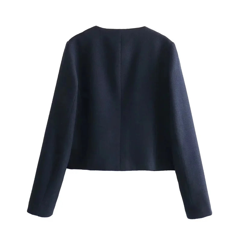 Veste courte structurée à boutons dorés