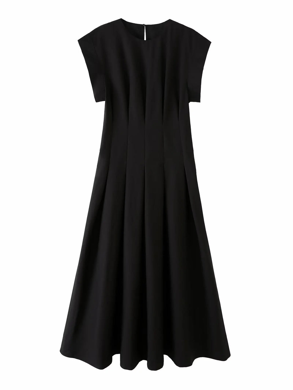 Robe midi noire à épaules structurées