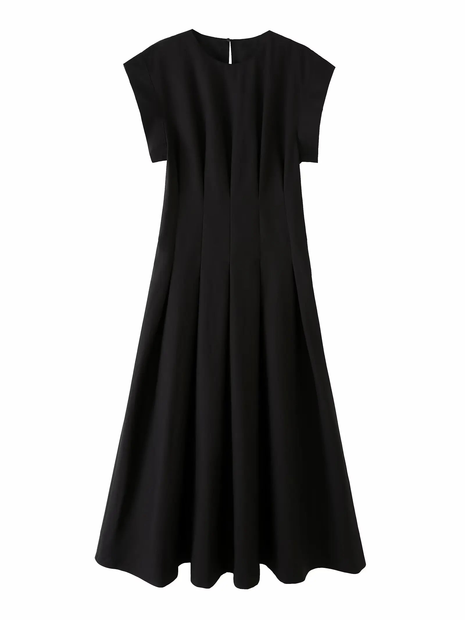 Robe midi noire à épaules structurées