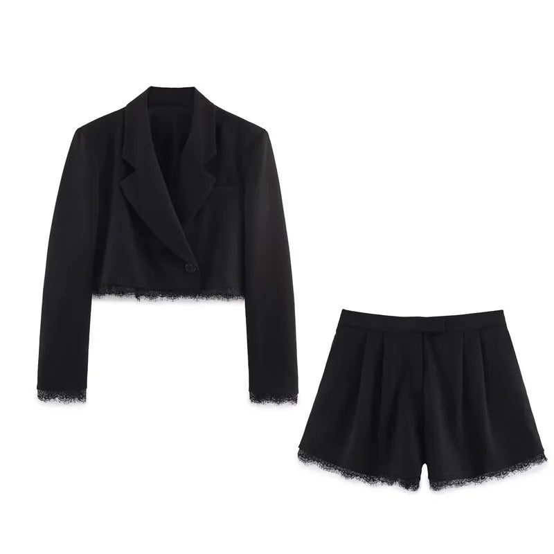 Ensemble blazer court et short noir