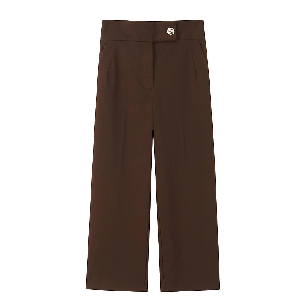 Pantalon droit chocolat à poches