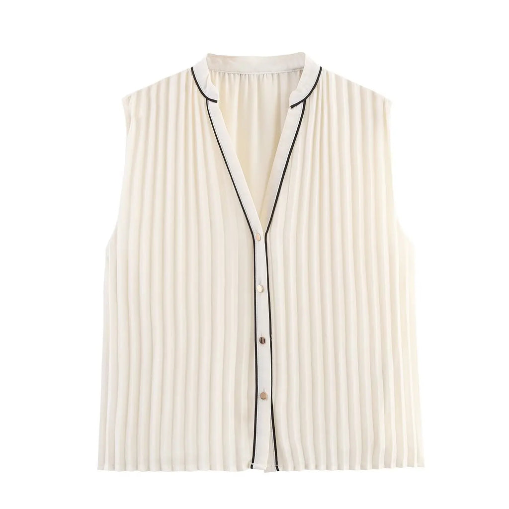 Ensemble chemise contrastée et jupe plissée