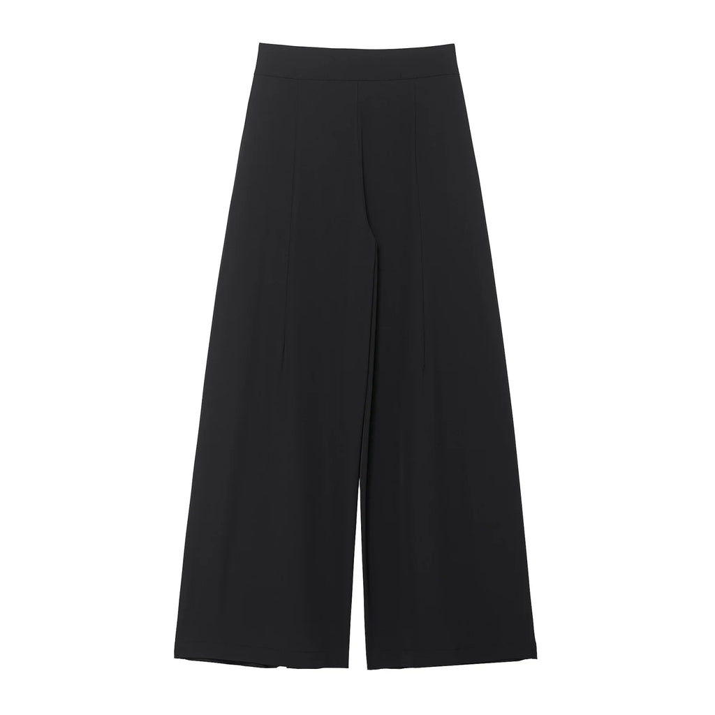 Pantalon large noir plissé