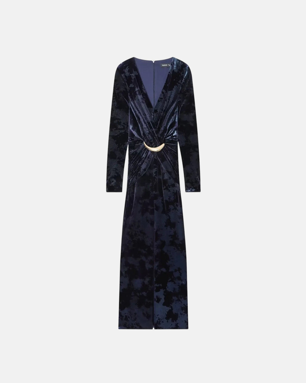 Robe longue en velours bleu nuit