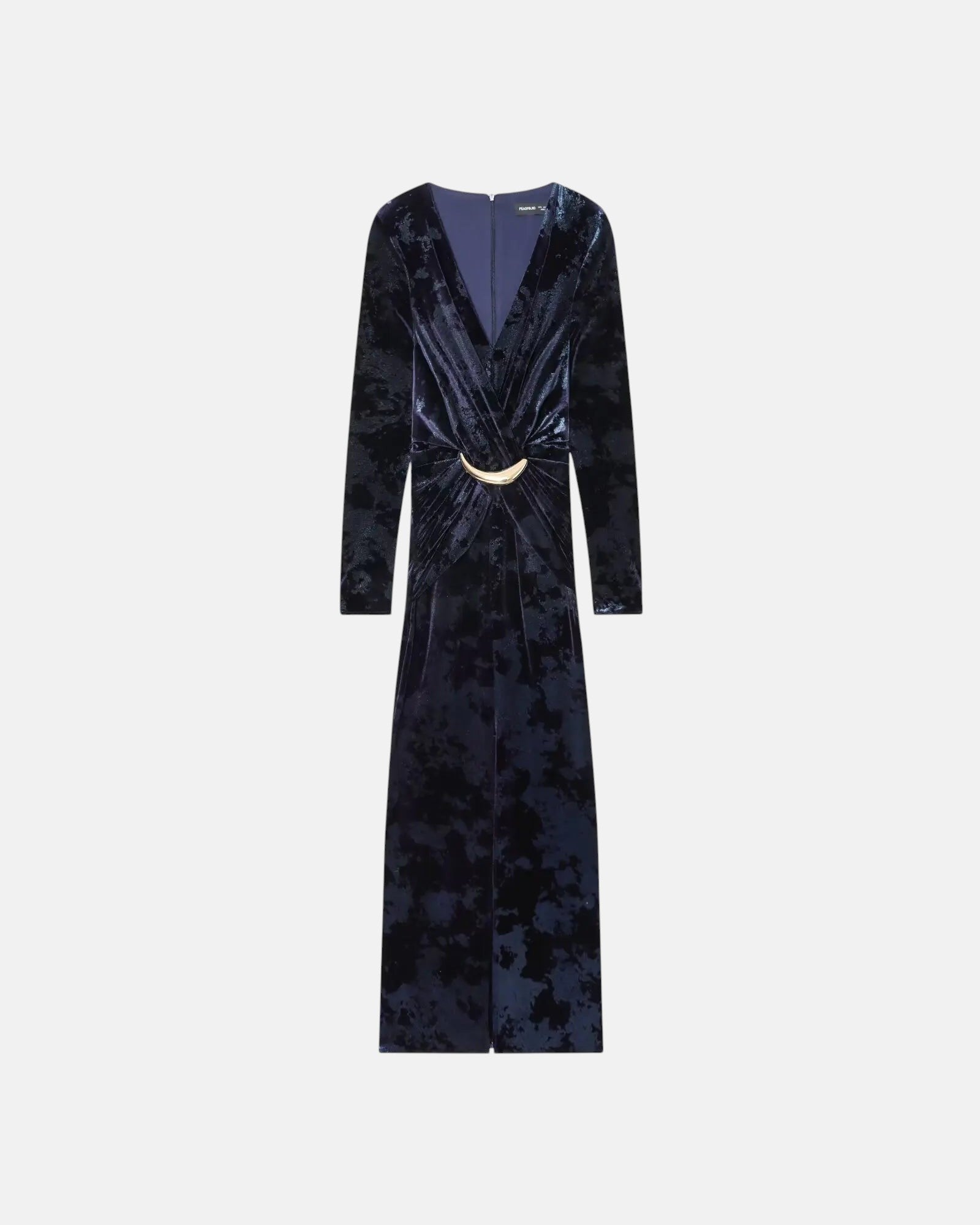 Robe longue en velours bleu nuit