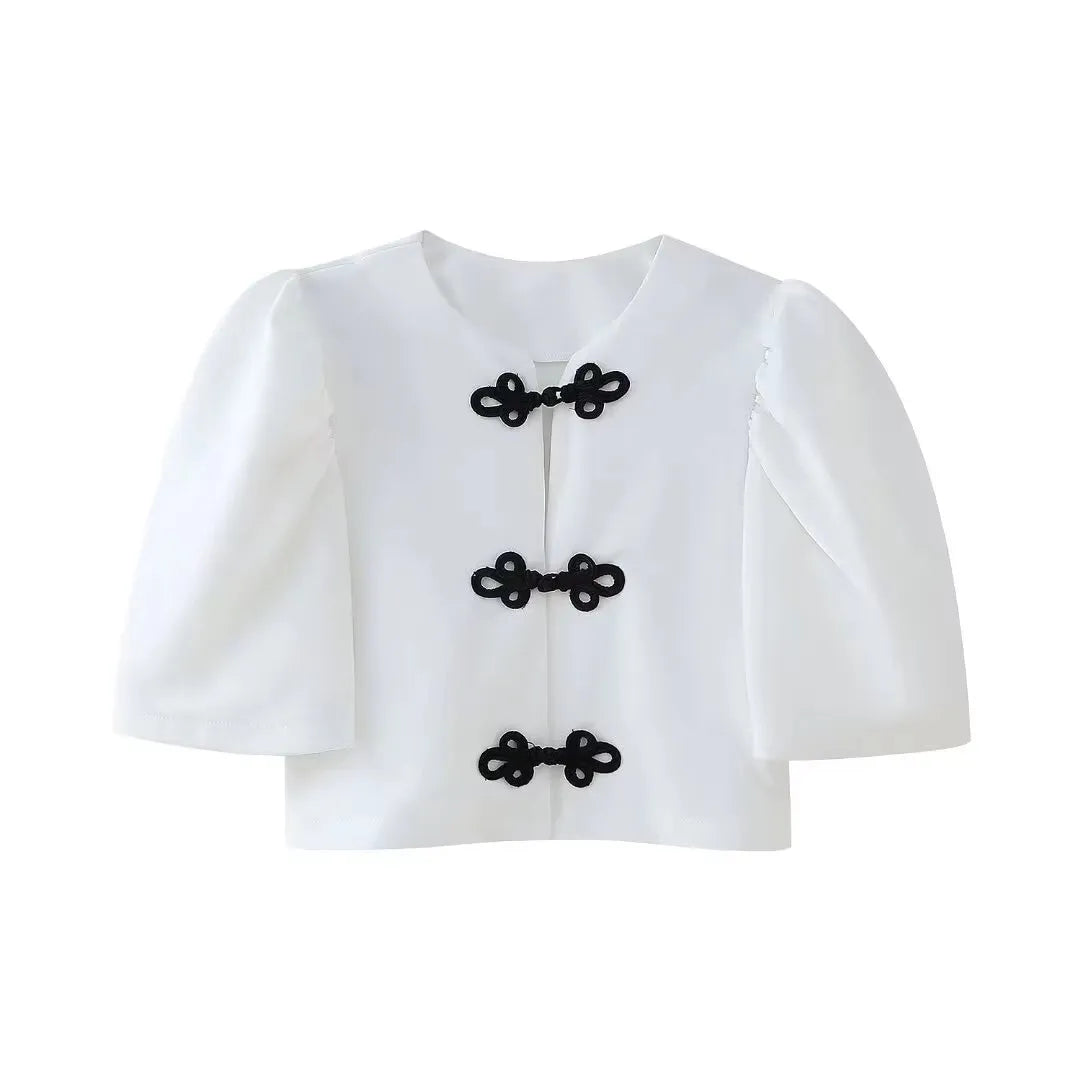 Ensemble pantalon et top manches bouffantes