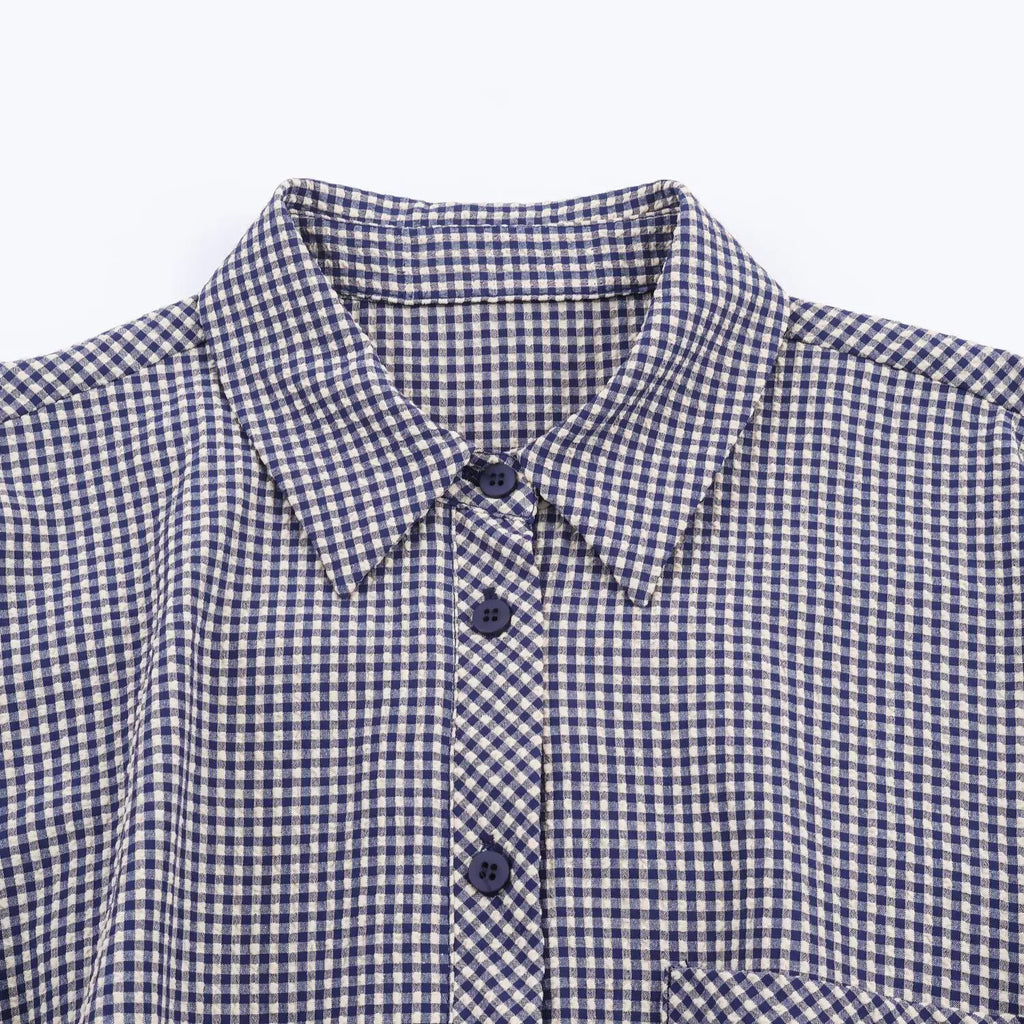 Chemise oversize à carreaux bleus