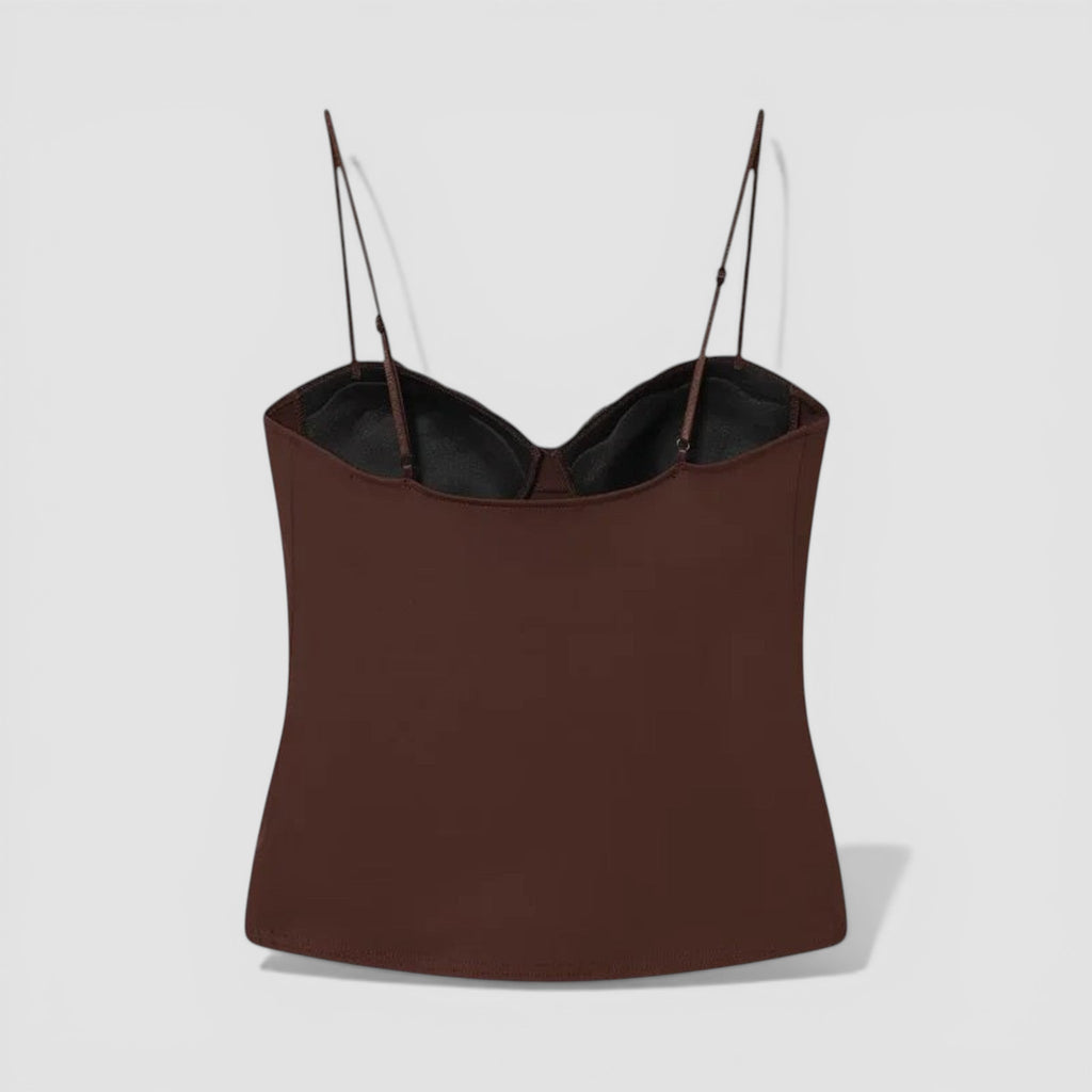 Bustier corset marron dentelle