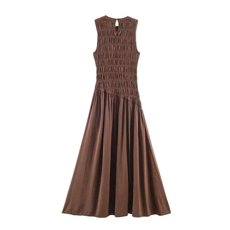 Robe midi sans manches texturée