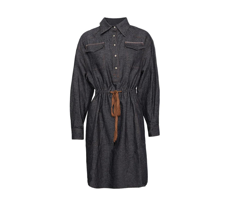 Robe chemise en lin à taille ajustable
