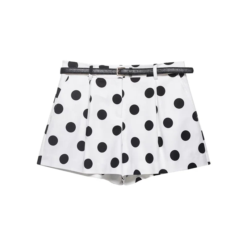 Short plissé ivoire à ceinture