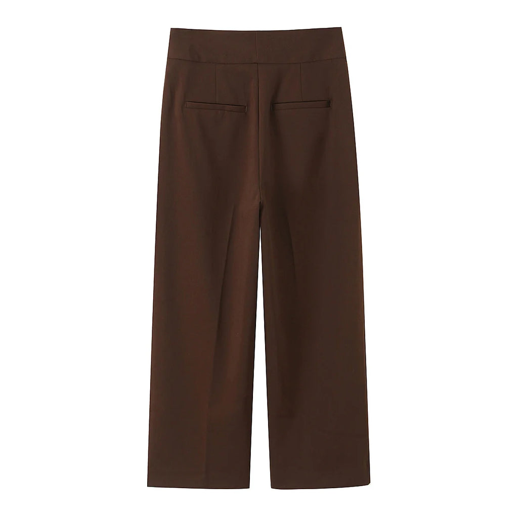 Pantalon droit chocolat à poches