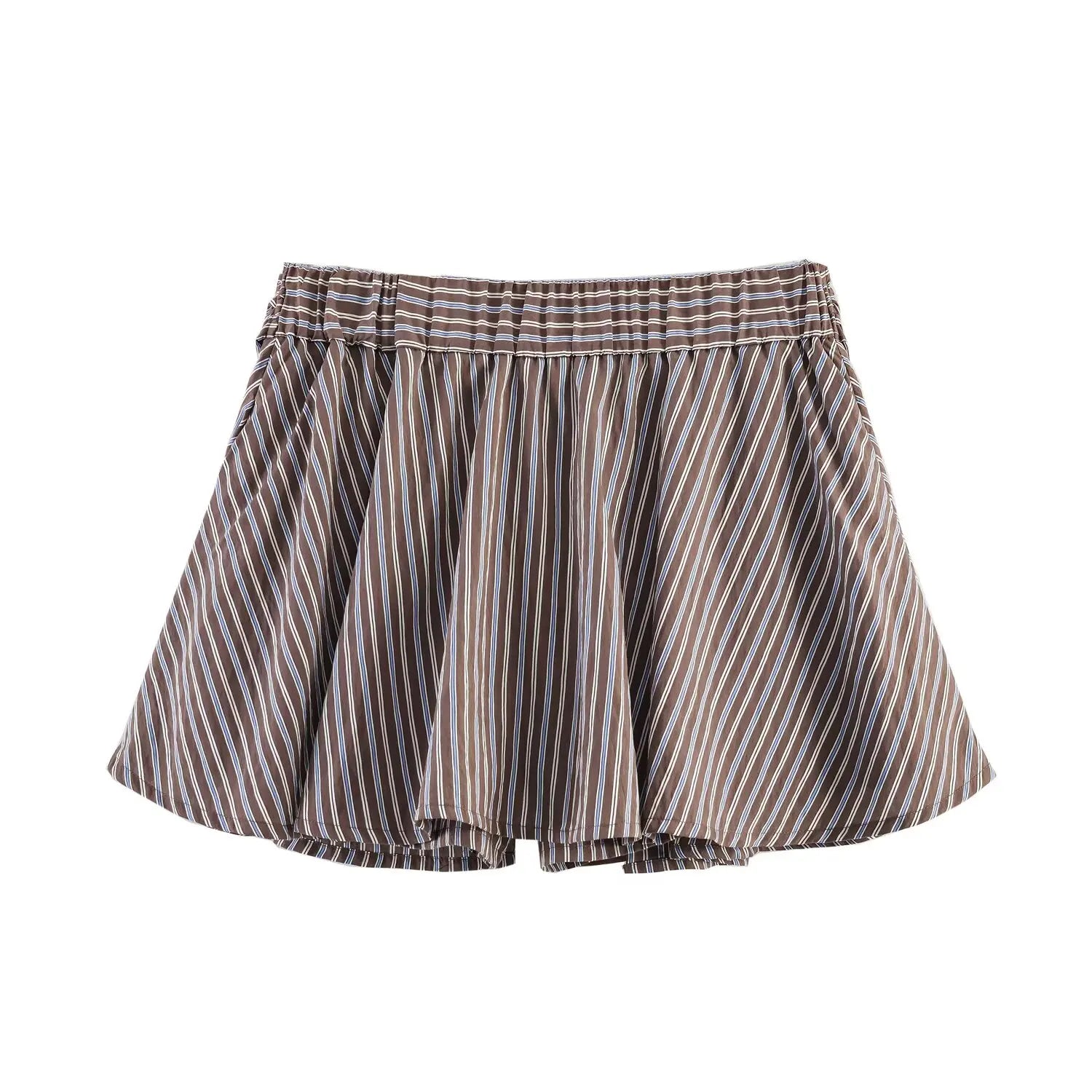Short rayé taille haute à nœud