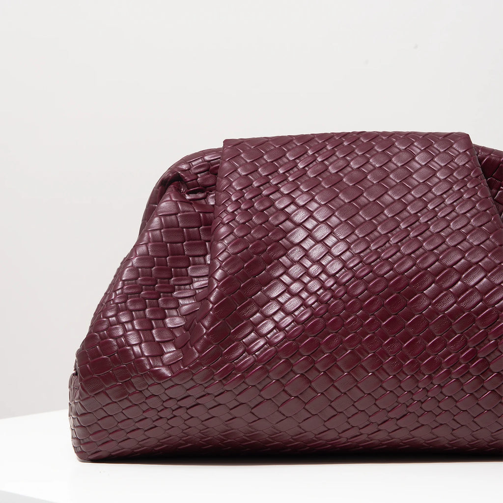 Pochette tressée bordeaux