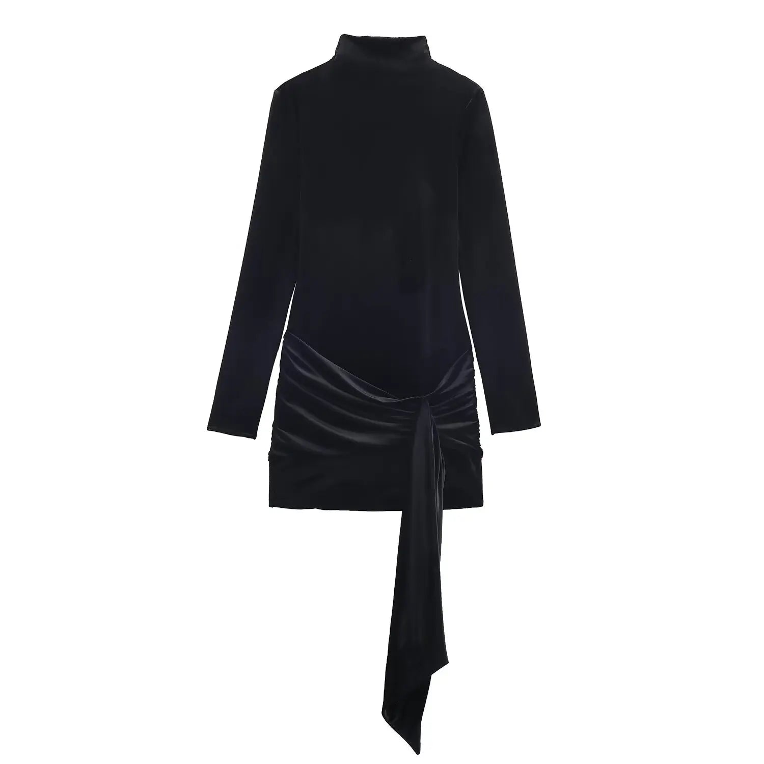 Robe courte col montant en velours noir