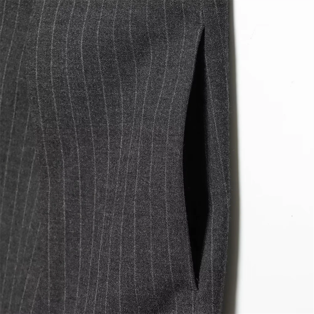 Pantalon large rayé gris taille haute