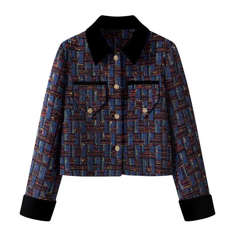 Veste courte tweed contrasté esprit couture