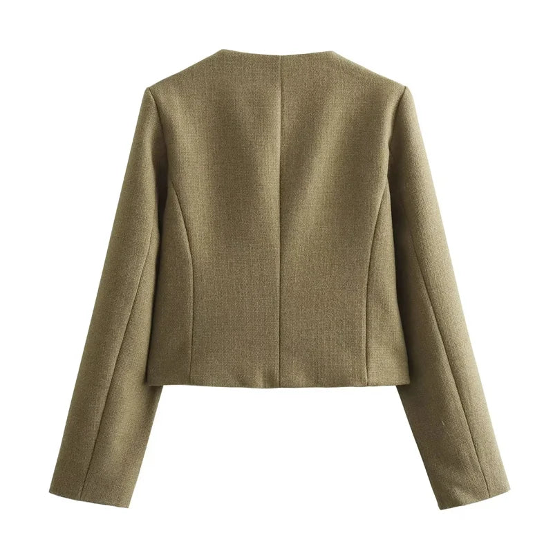 Veste courte structurée à boutons dorés