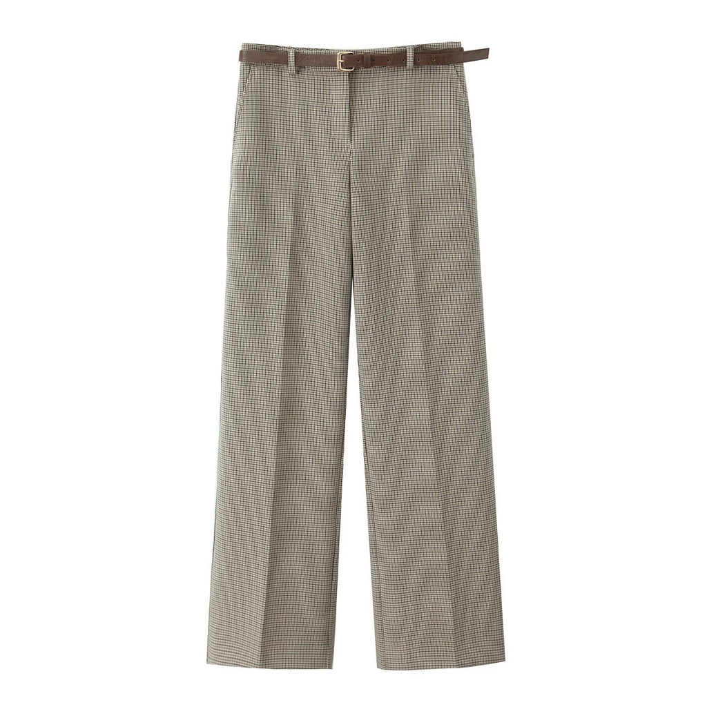 Ensemble pantalon large et top sans manches à carreaux