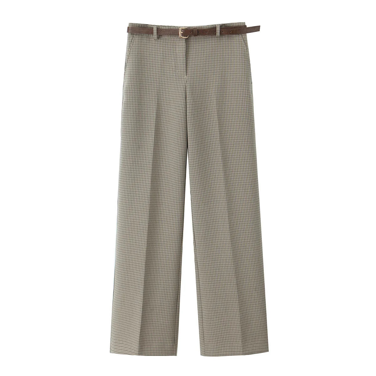 Ensemble pantalon large et top sans manches à carreaux
