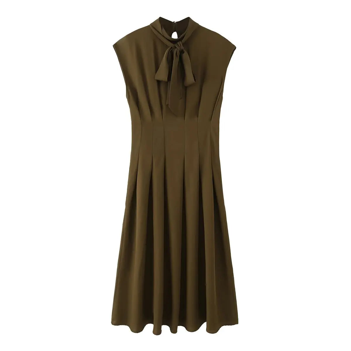 Robe midi plissée à nœud