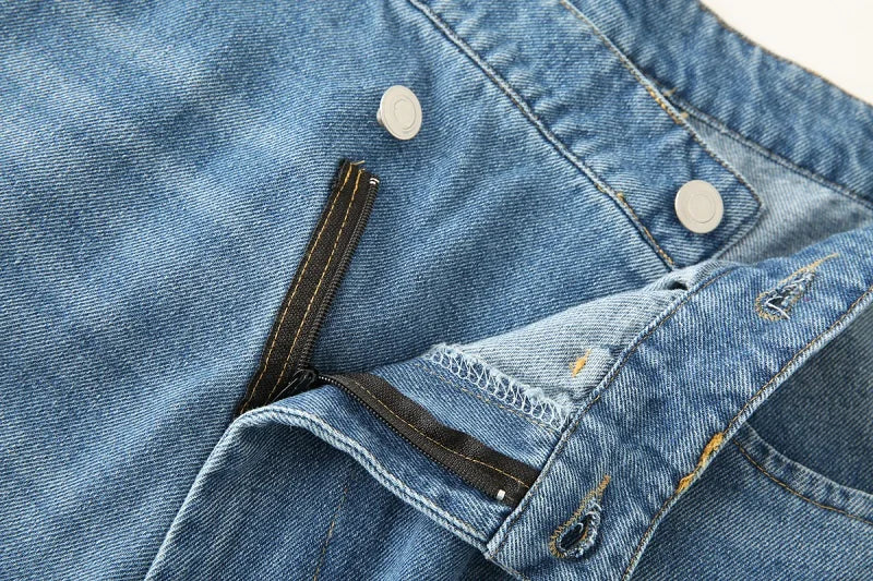 Jean baggy taille haute coupe large bleu