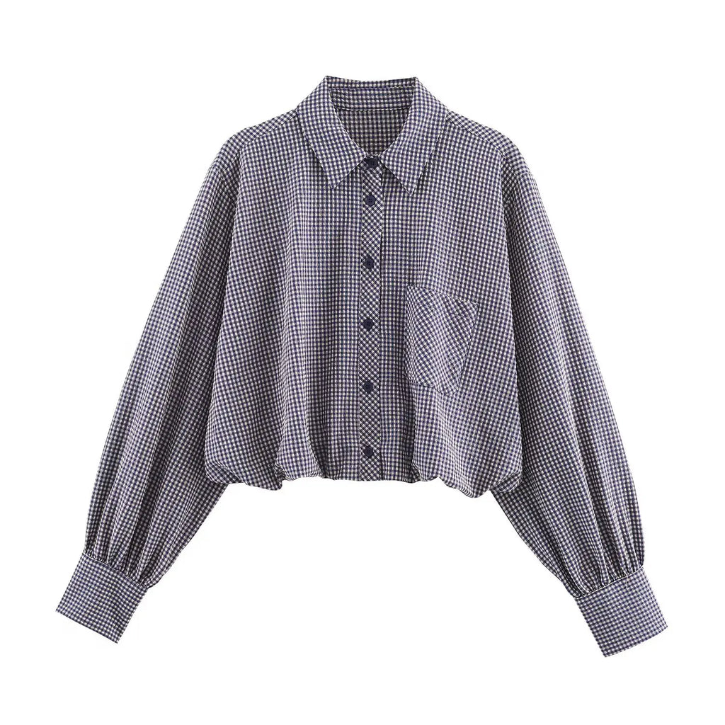 Chemise oversize à carreaux bleus