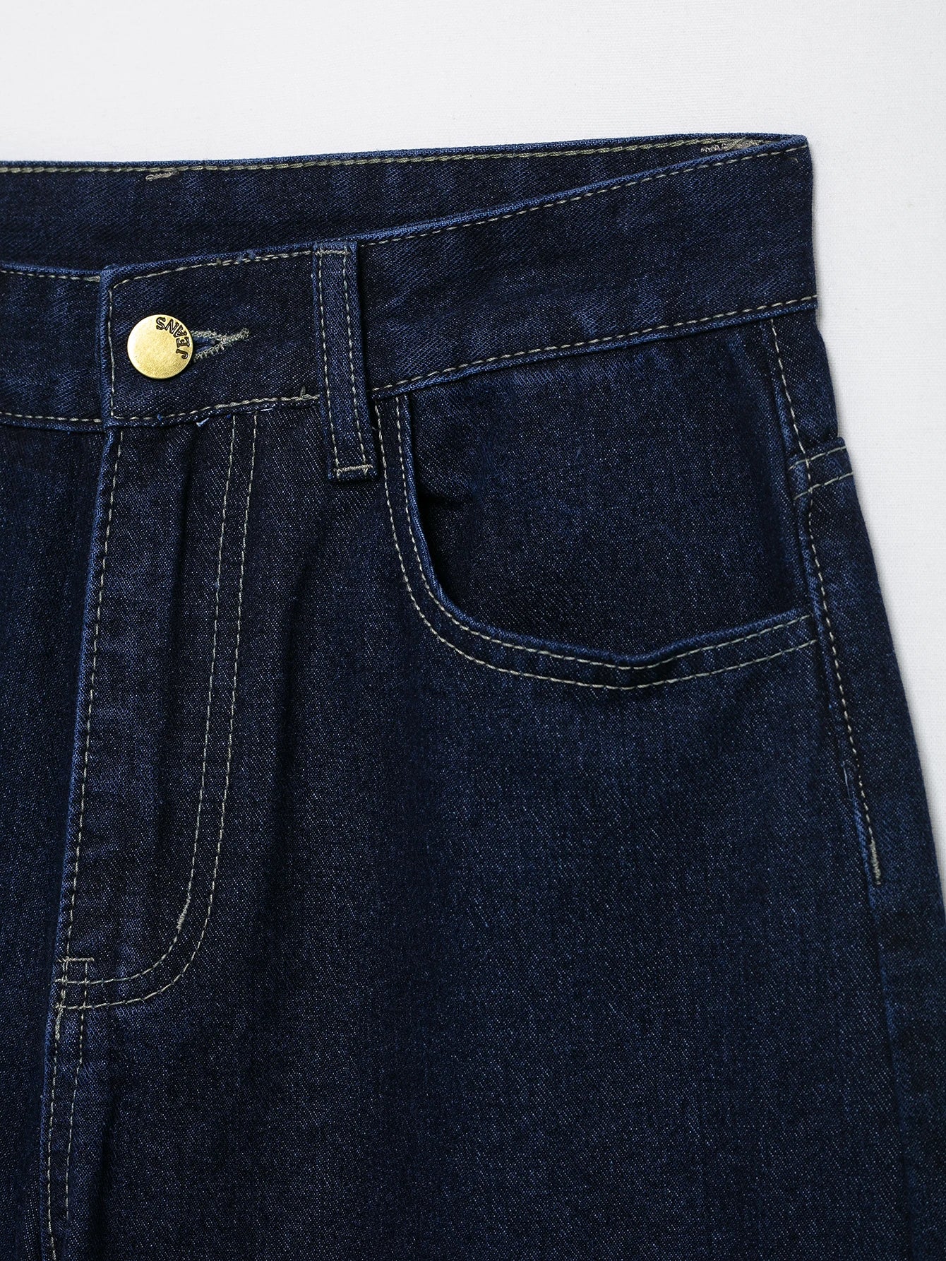 Jean large bleu profond à taille haute