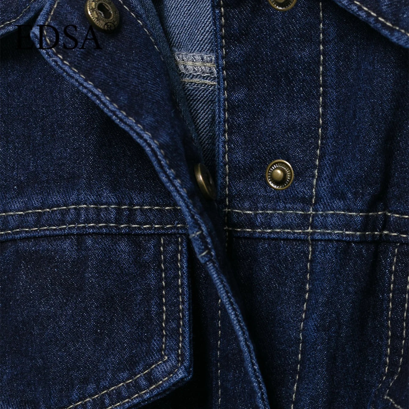 Veste en denim ceinturée bleu profond
